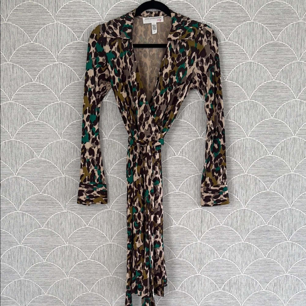 Diane Von Furstenberg Brown Green Bodycon Dress